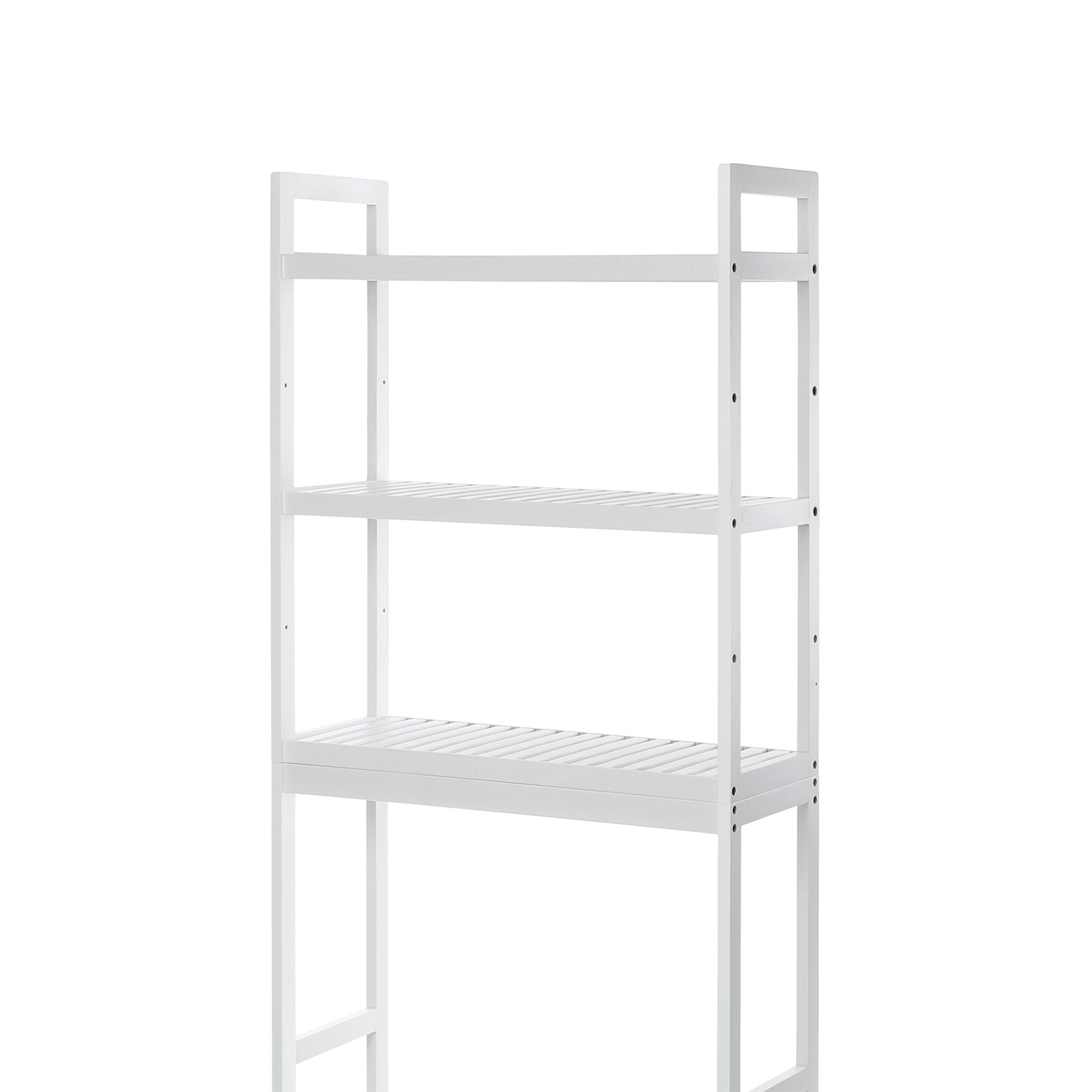 Mosógép feletti tárolószekrény, bambusz fürdőszoba szekrény, fehér 63x26x163cm