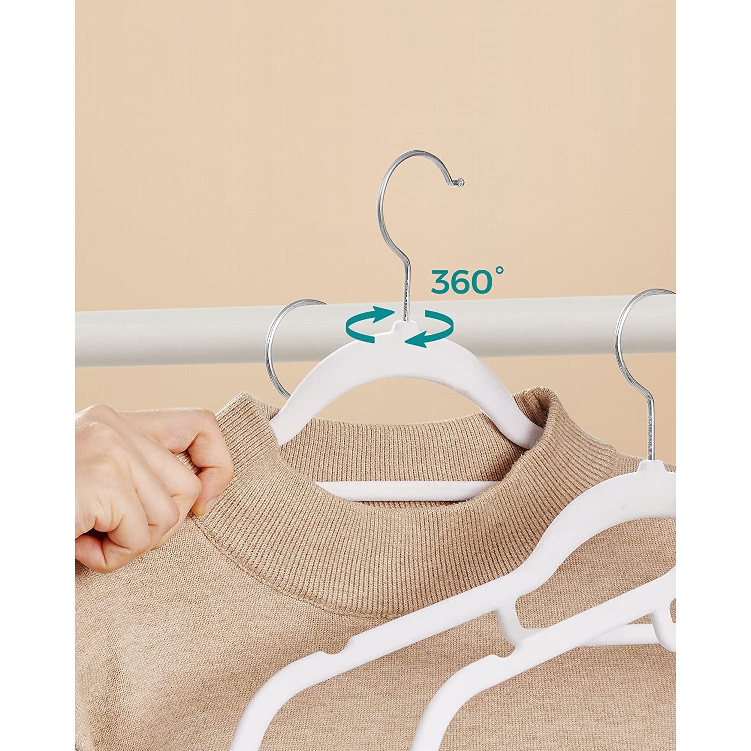 Bársony vállfa, csúszásmentes ruhaakasztó 50 db, fehér