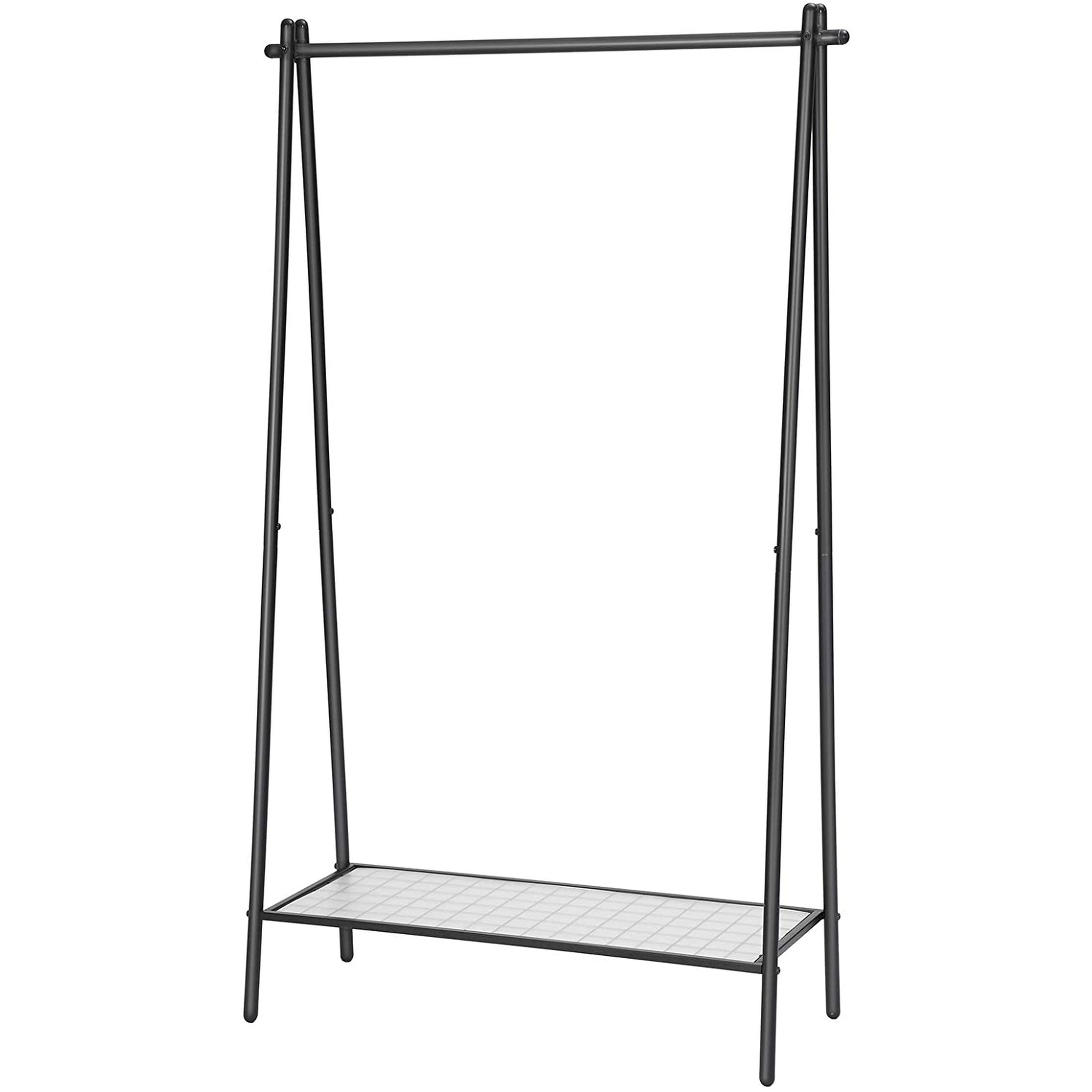 Ruhaállvány alsó polccal, fekete 92x33x153cm