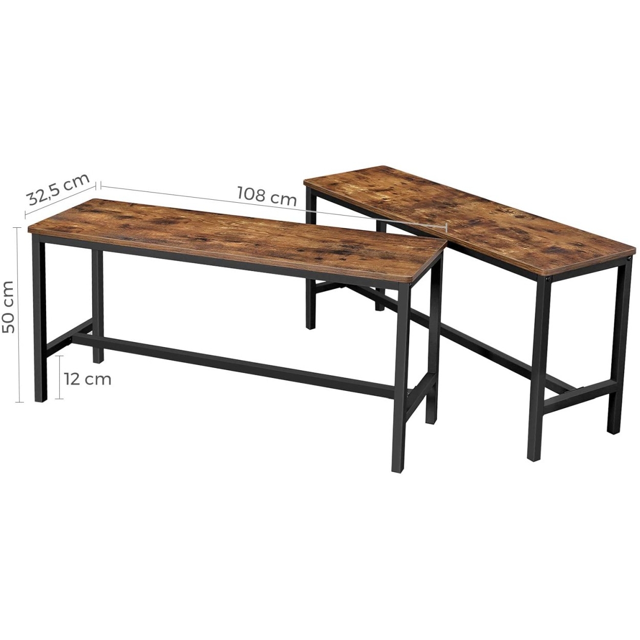 Konyhai ülőpad 2db, rusztikus barna 108x33x50cm