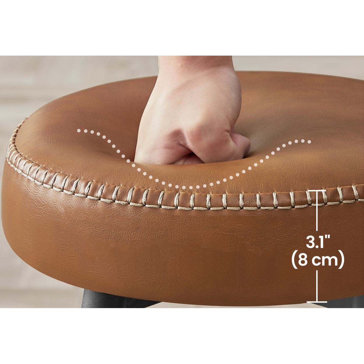 ECHO Bárszék 2 db, varrott műbőr borítás, barna, 63 cm magas