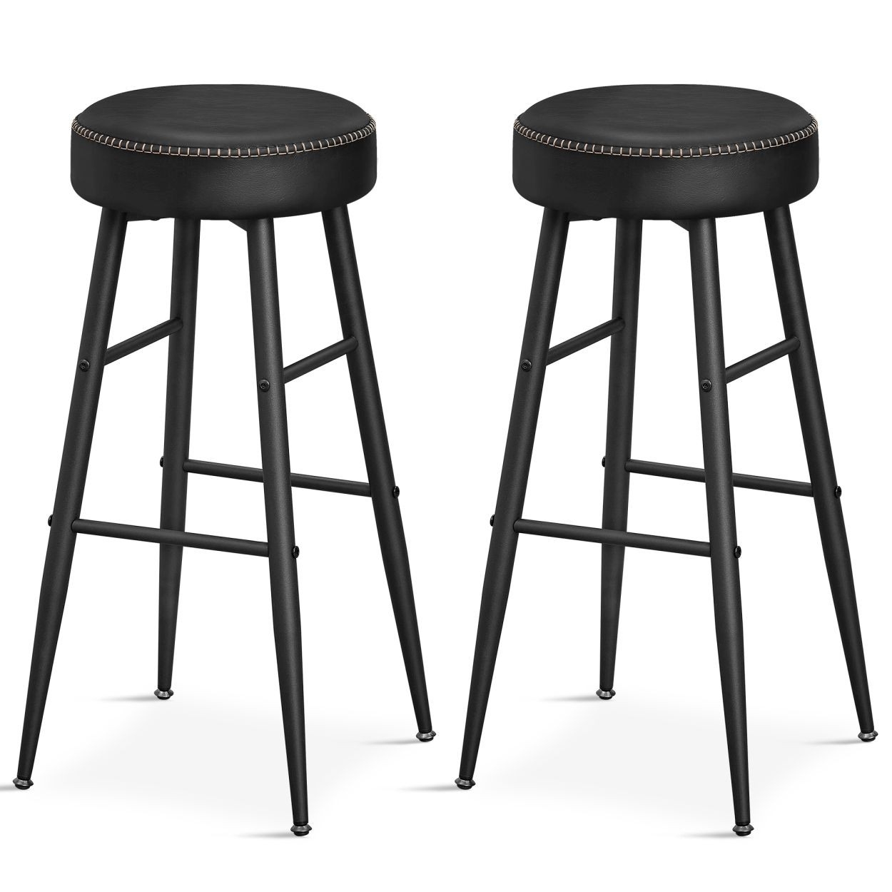 ECHO Bárszék 2 db, varrott műbőr borítás, fekete, 76 cm magas