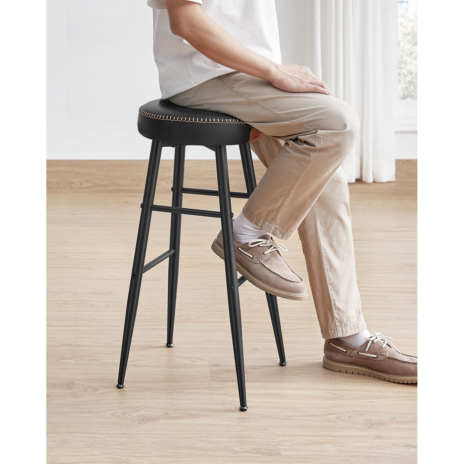 ECHO Bárszék 2 db, varrott műbőr borítás, fekete, 76 cm magas