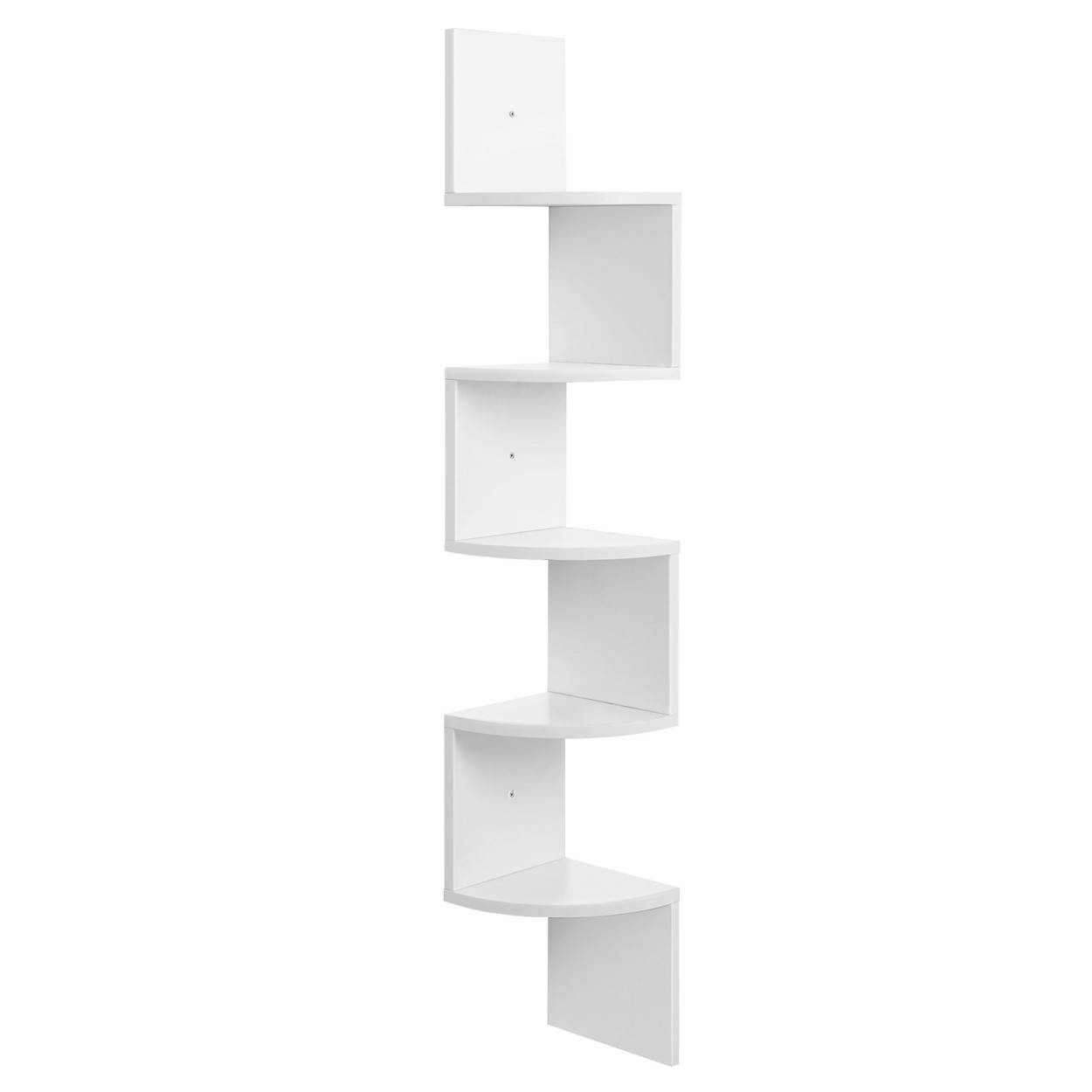 Zigzag sarokpolc 5 szintes fali polc, fehér 20x20x127cm