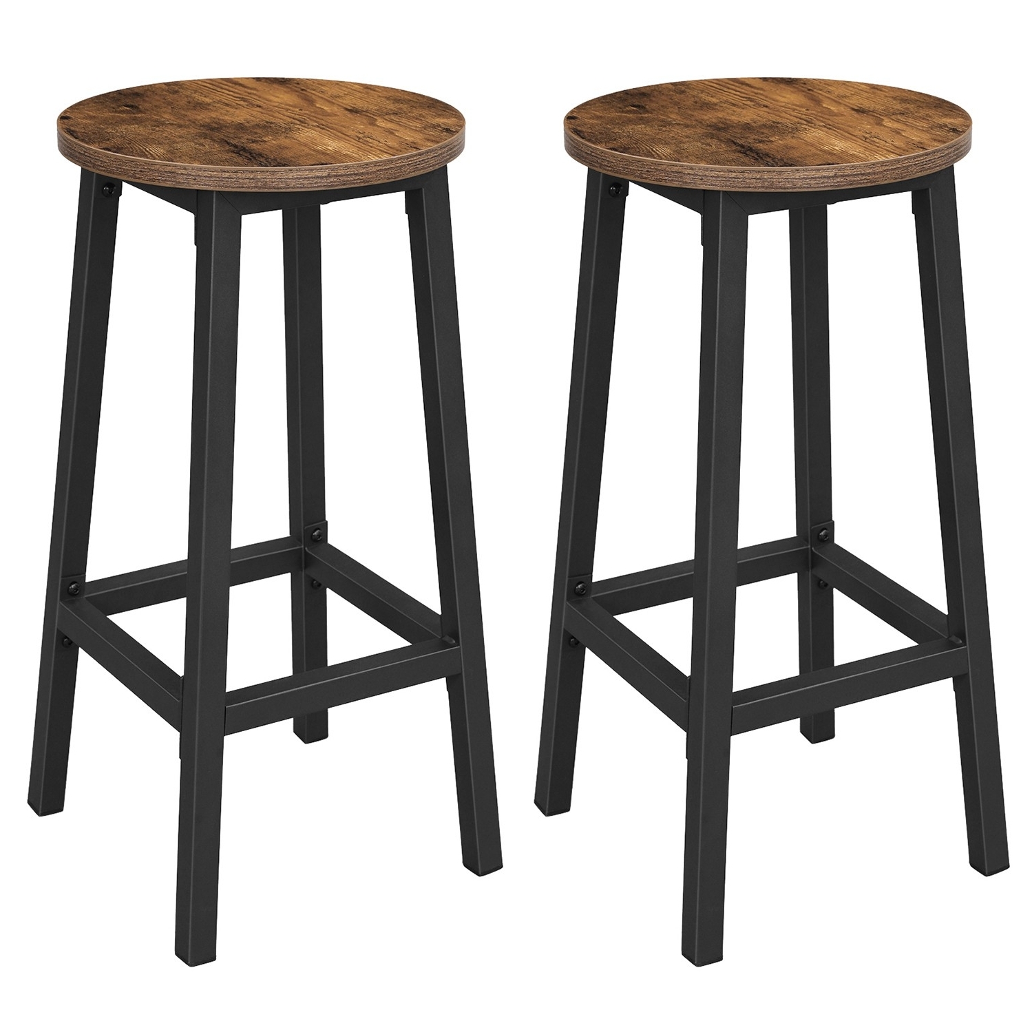 Bárszék 2 db magas konyhai étkező szék, kerek, rusztikus barna