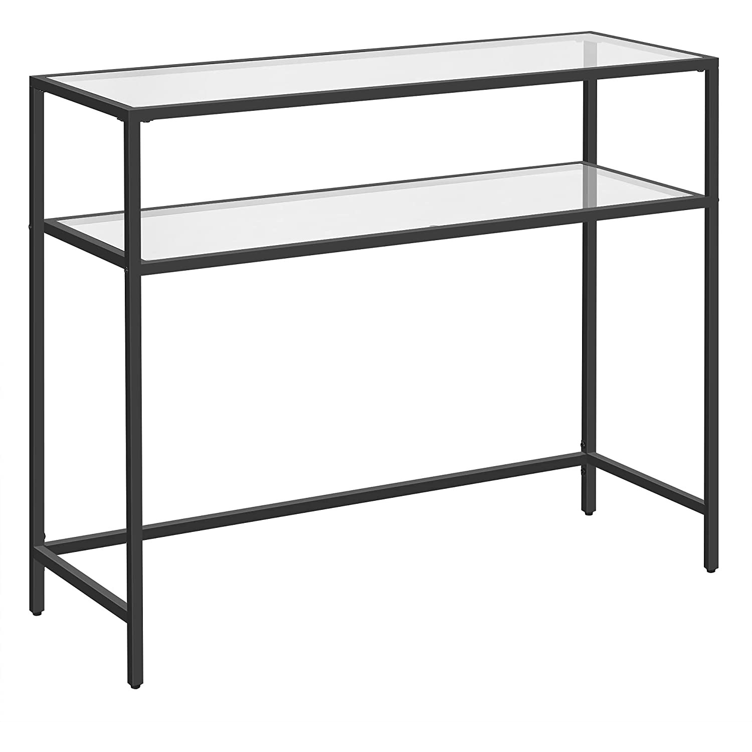 Konzolasztal polcokkal edzett üveglappal, fekete 100x80x35cm