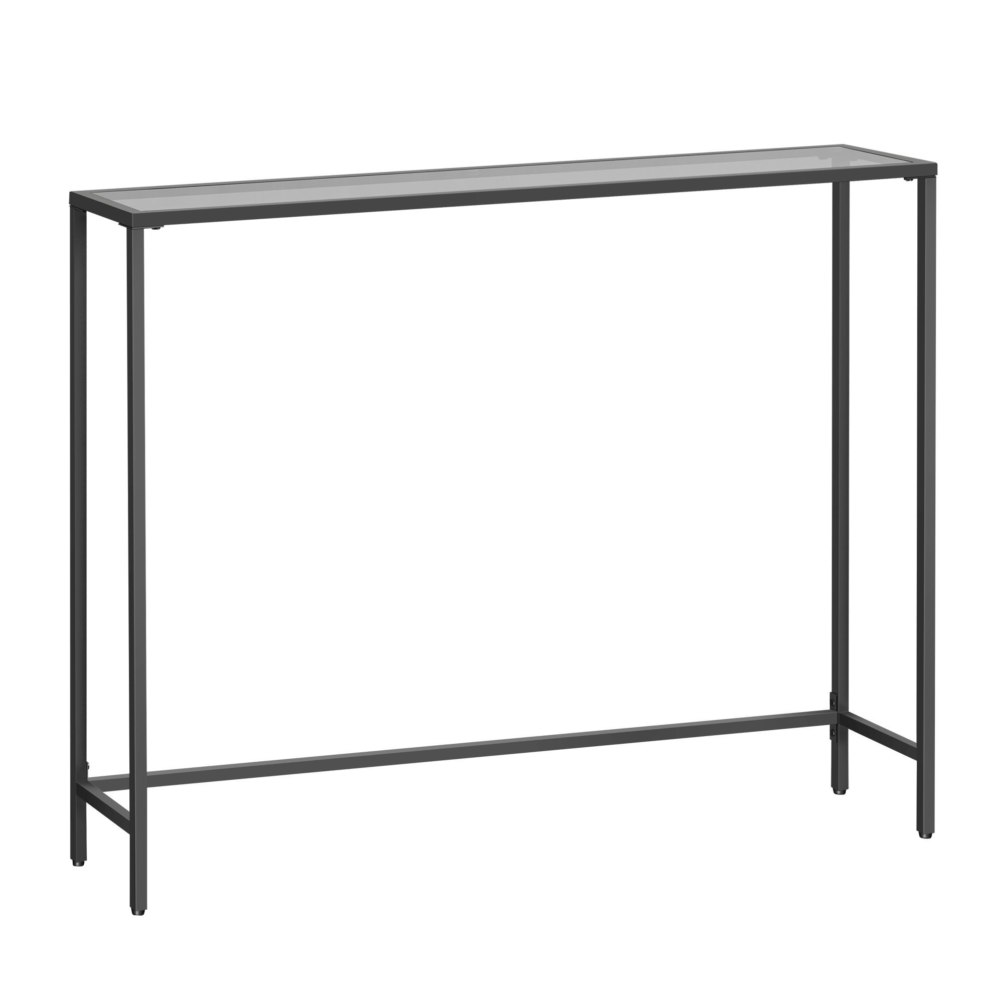 Konzolasztal edzett üveglappal, fekete 100x20x80cm