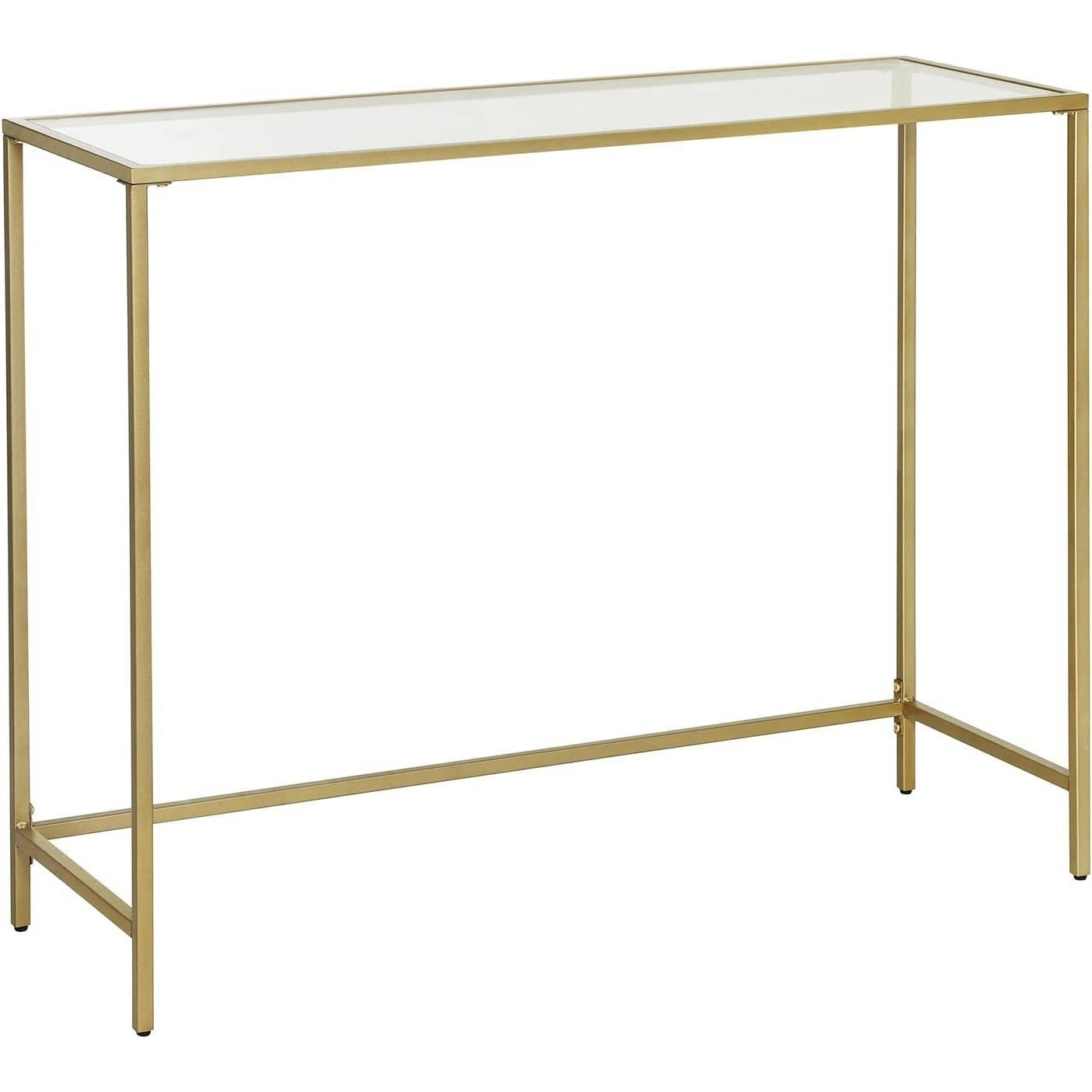 Konzolasztal fém vázzal edzett üveglappal, arany 100x35x80cm