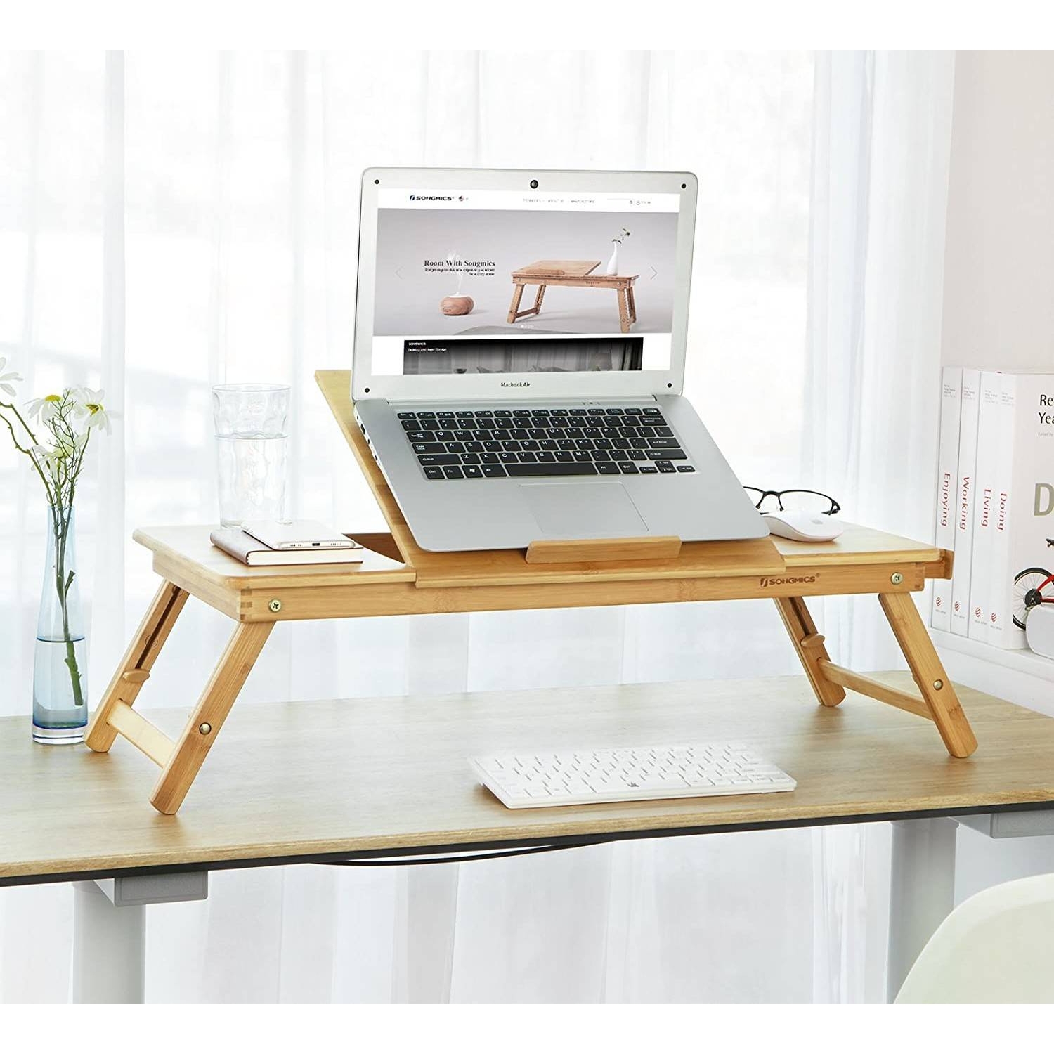 Bambusz laptop asztal állítható magasság 71x35cm