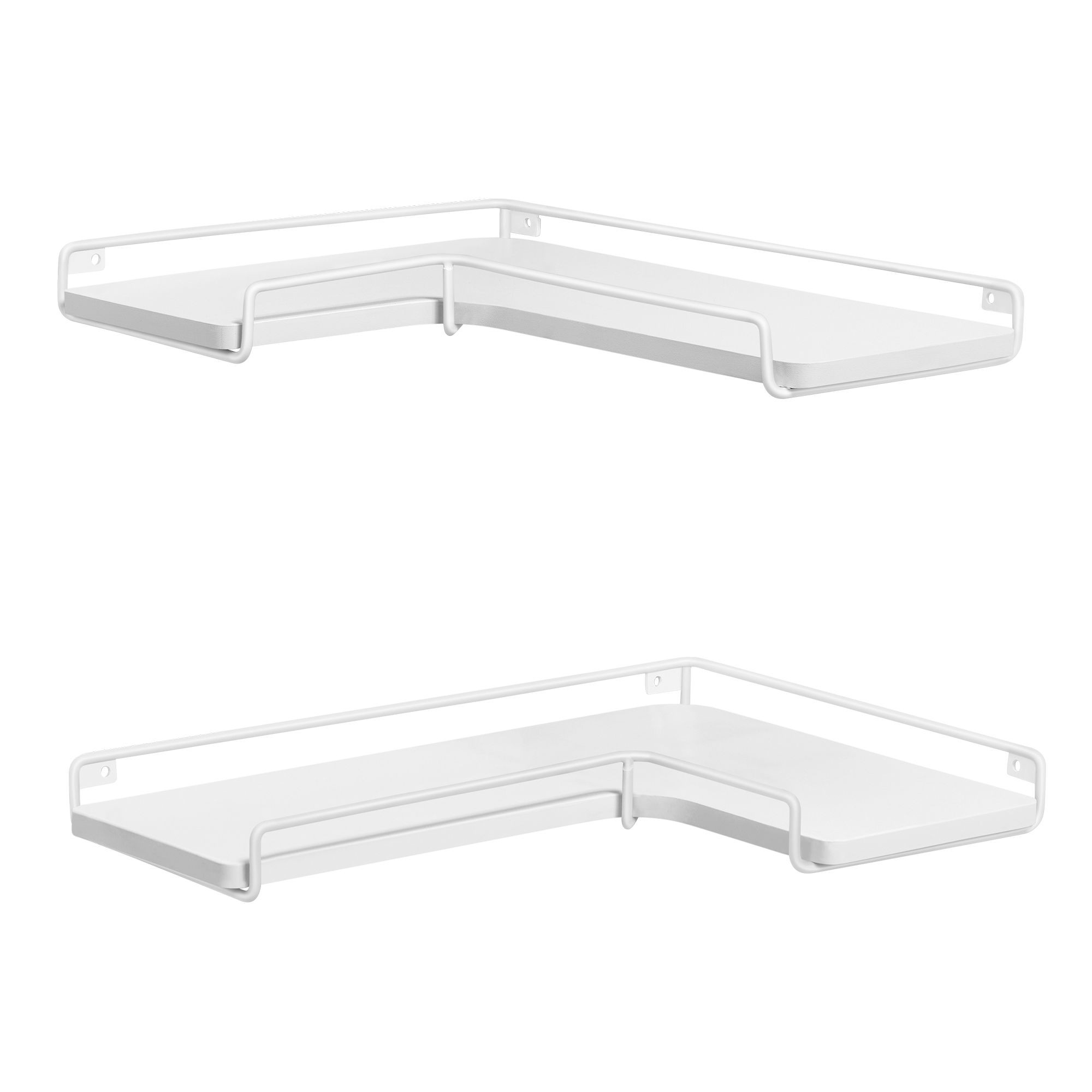 2 darabos sarok fali polc, fehér 40x29x4cm