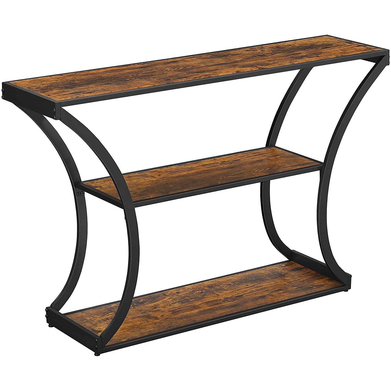 Konzolasztal polcokkal, rusztikus barna 120x30x80cm