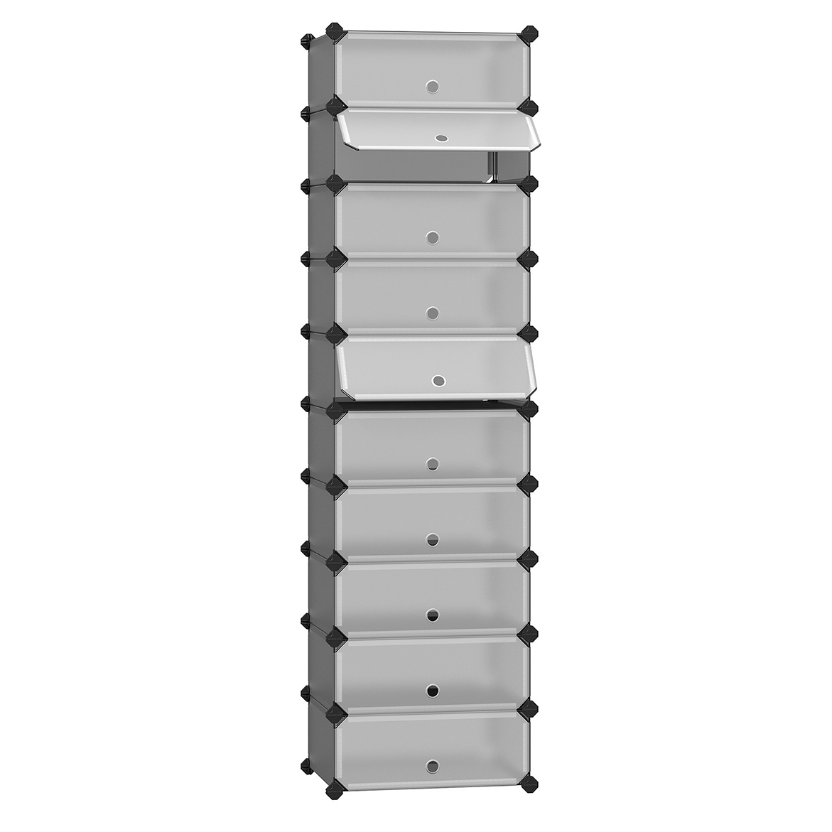 Cipőtároló doboz 10 db moduláris tárolódoboz, szürke 43x31x173cm
