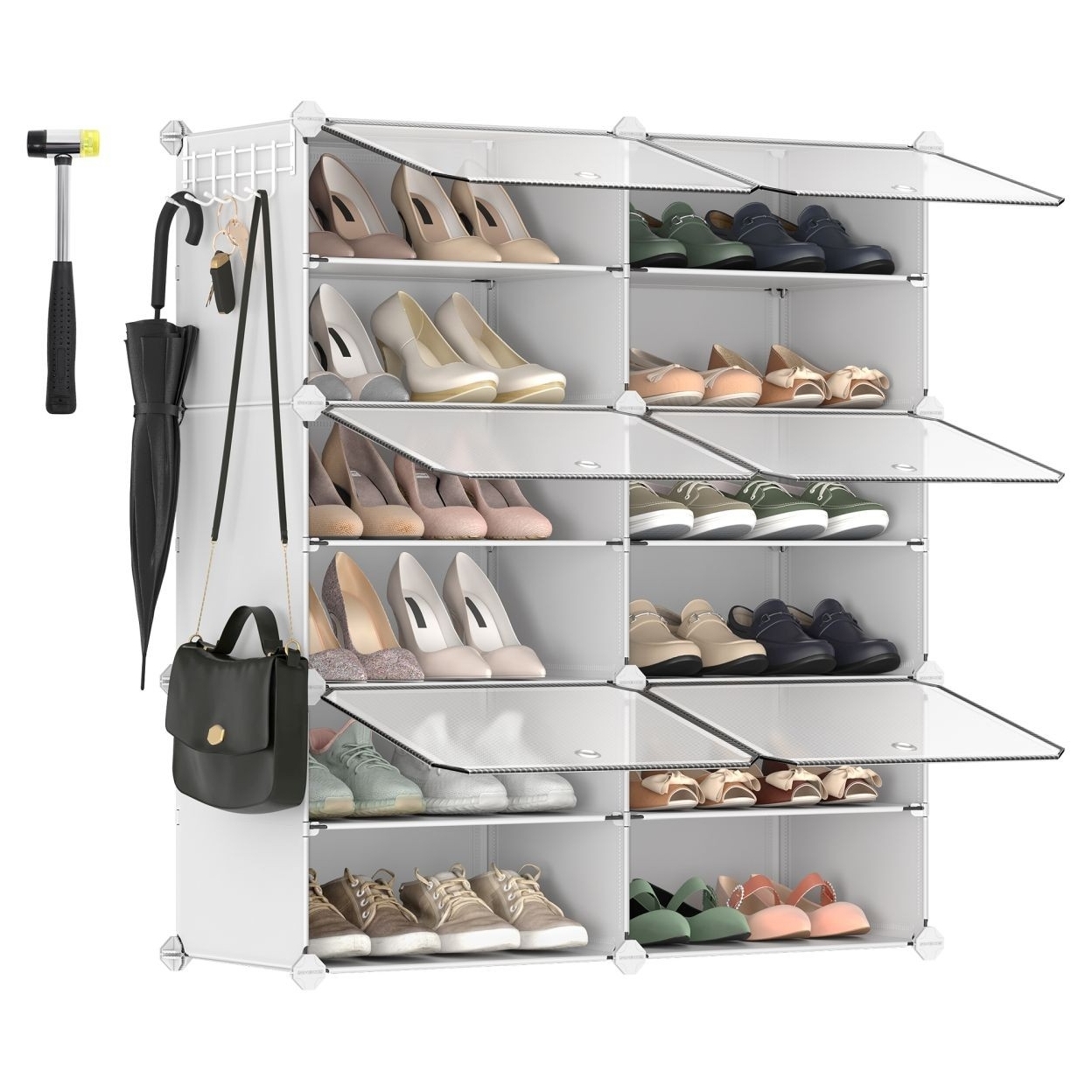 Cipőtároló doboz 6 rekeszes tárolódoboz, fehér 82x32x92cm