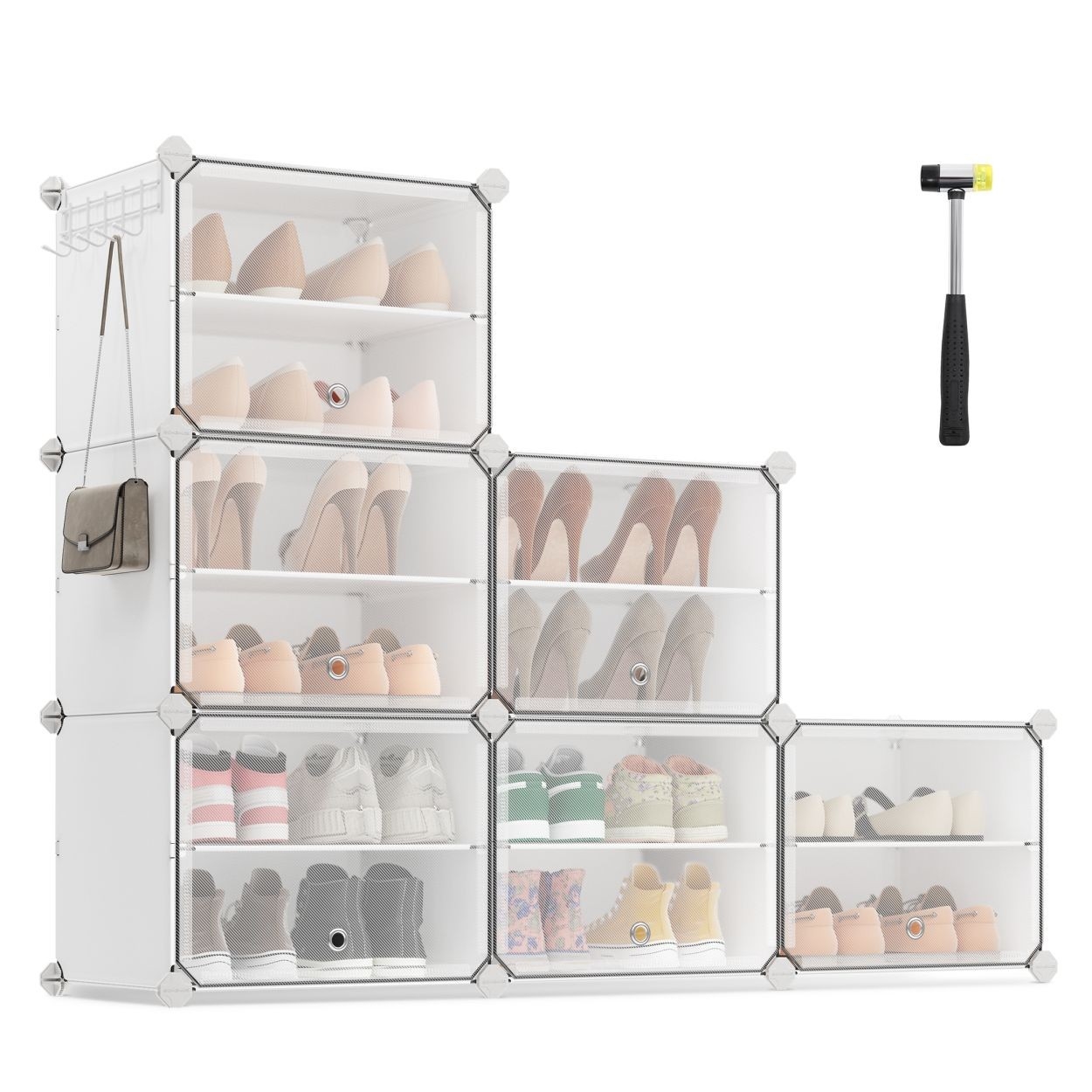 Cipőtároló doboz 6 rekeszes tárolódoboz, fehér 82x32x92cm