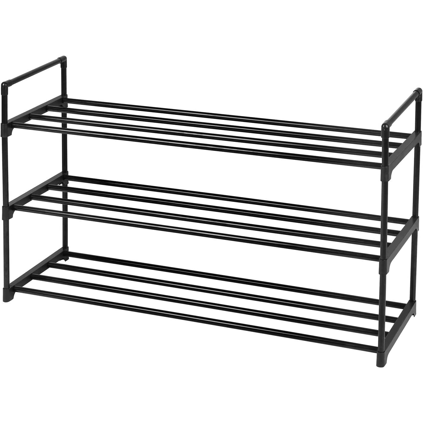 Cipőtartó állvány, 3 szintes 12-15 pár cipőhöz, 30 x 92 x 54 cm, fekete