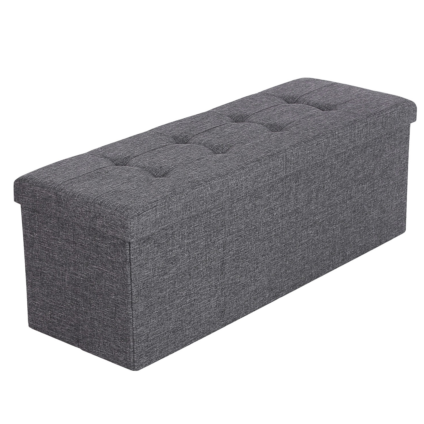 Összecsukható vászon tárolópuff, sötétszürke 110x38x38cm