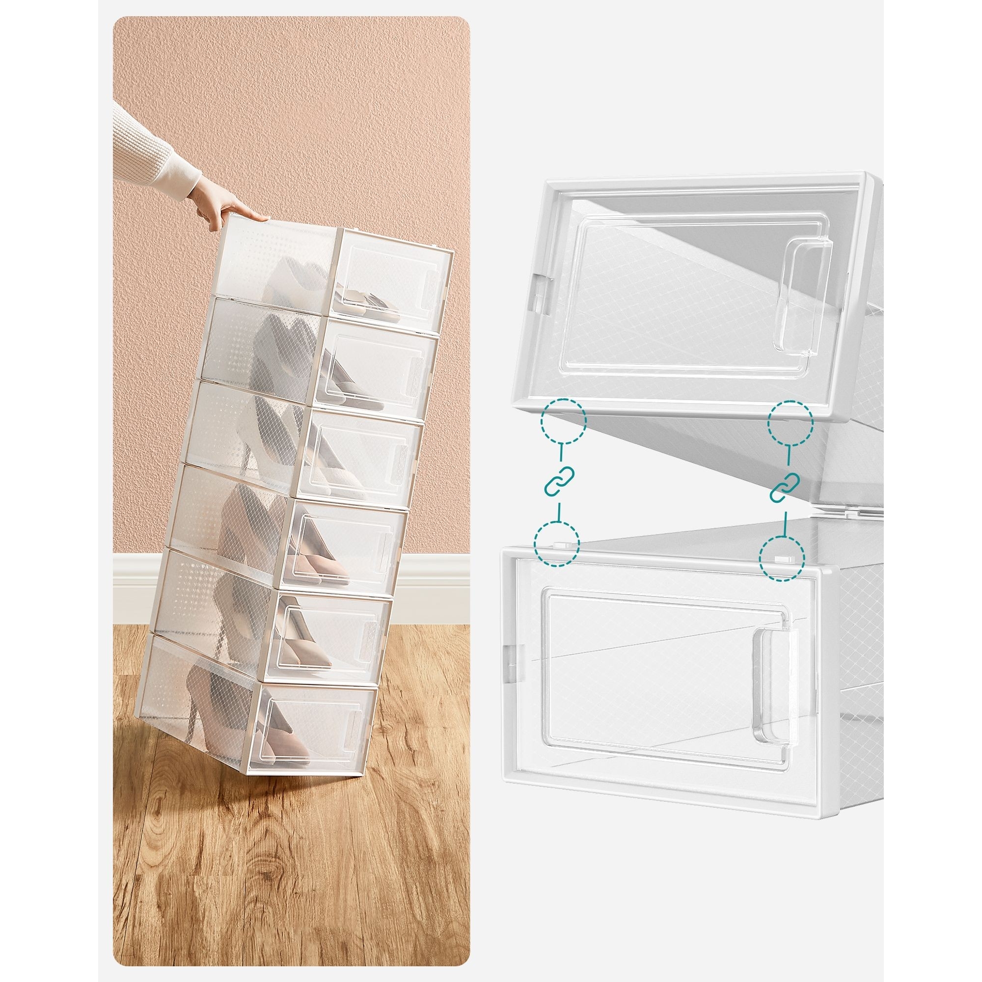 Nagy méretű cipőtároló doboz, műanyag tároló 12db, átlátszó 33x23x14cm