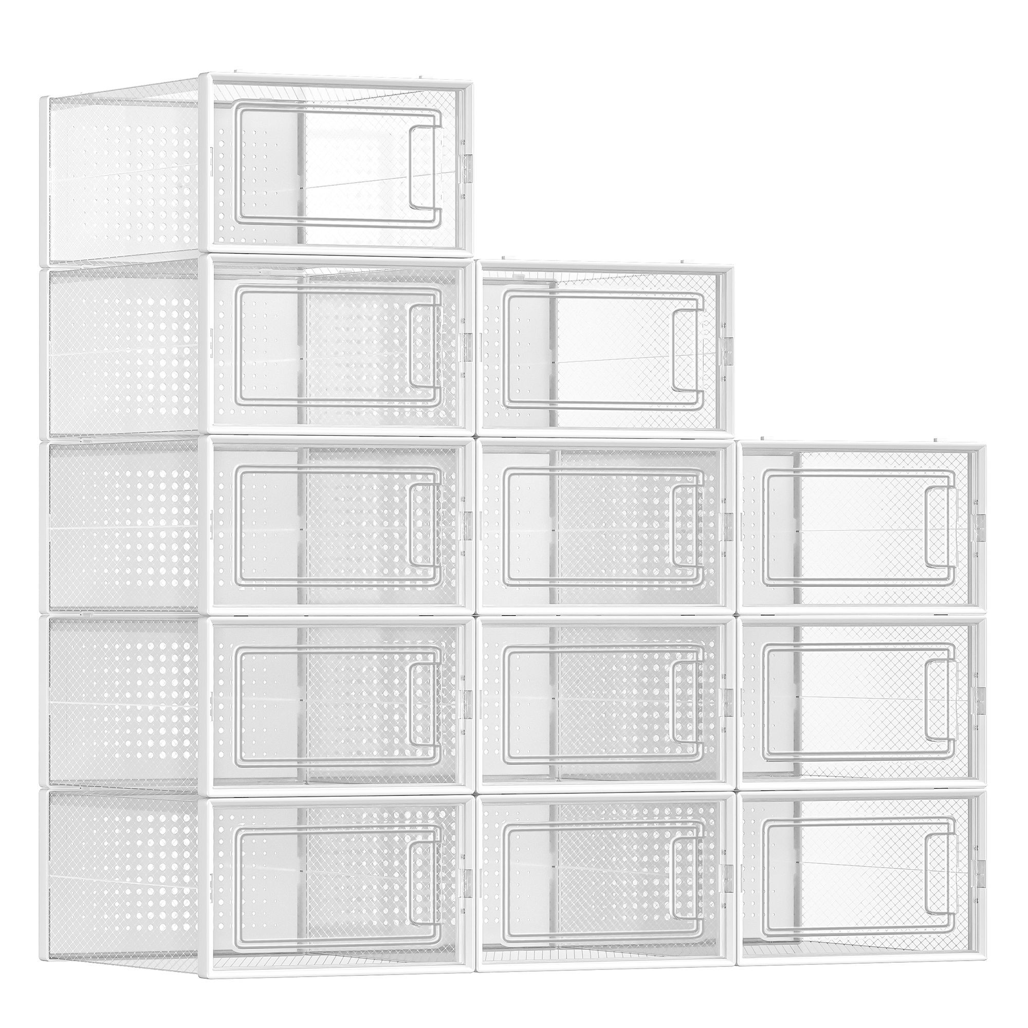 Nagy méretű cipőtároló doboz, műanyag tároló 12db, átlátszó 33x23x14cm