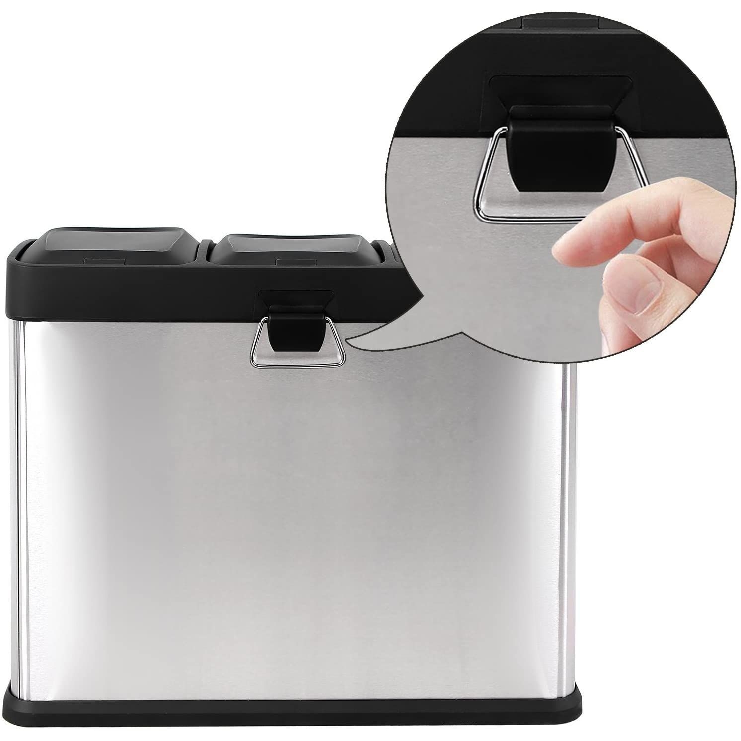 Szelektív szemeteskuka 3x15L, ezüst