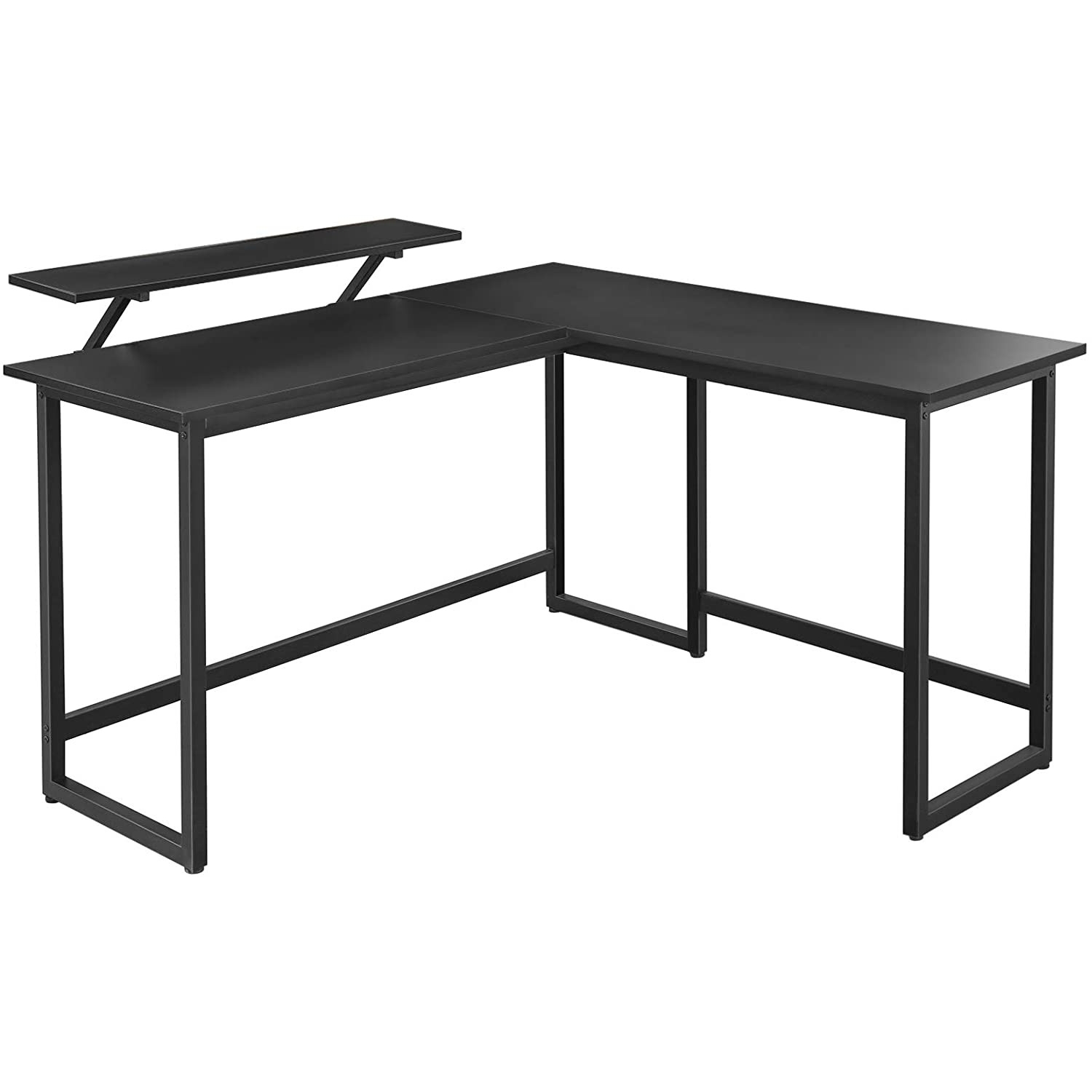 Sarok íróasztal monitor állvánnyal, fekete 140x130x92cm