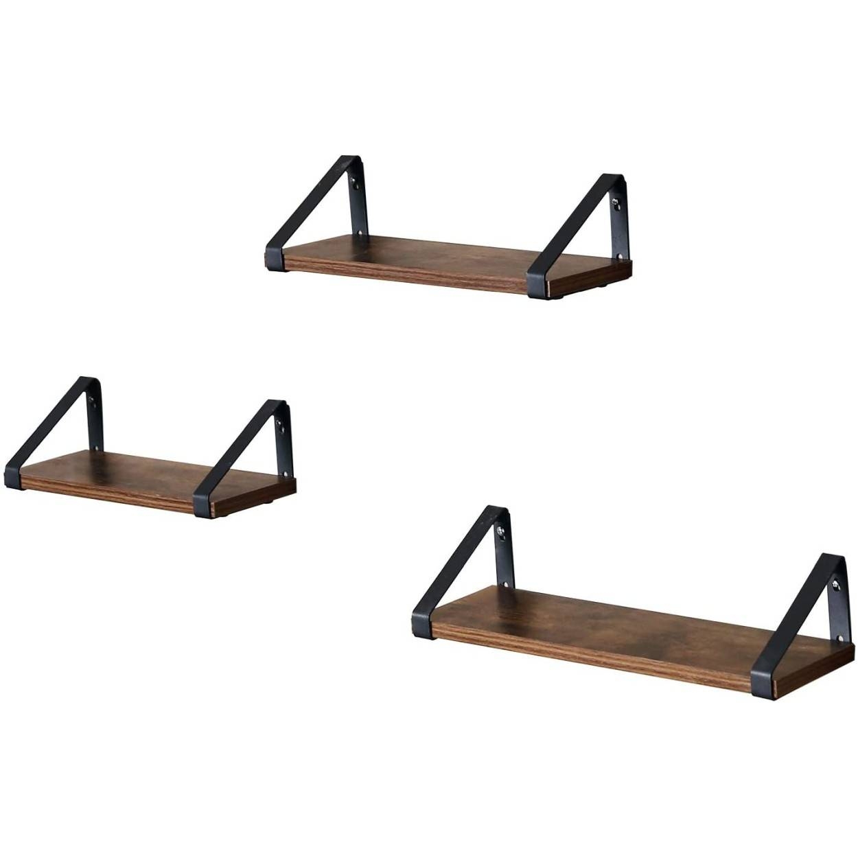 3 darabos fali polc szett, rusztikus barna 30/35/40cm
