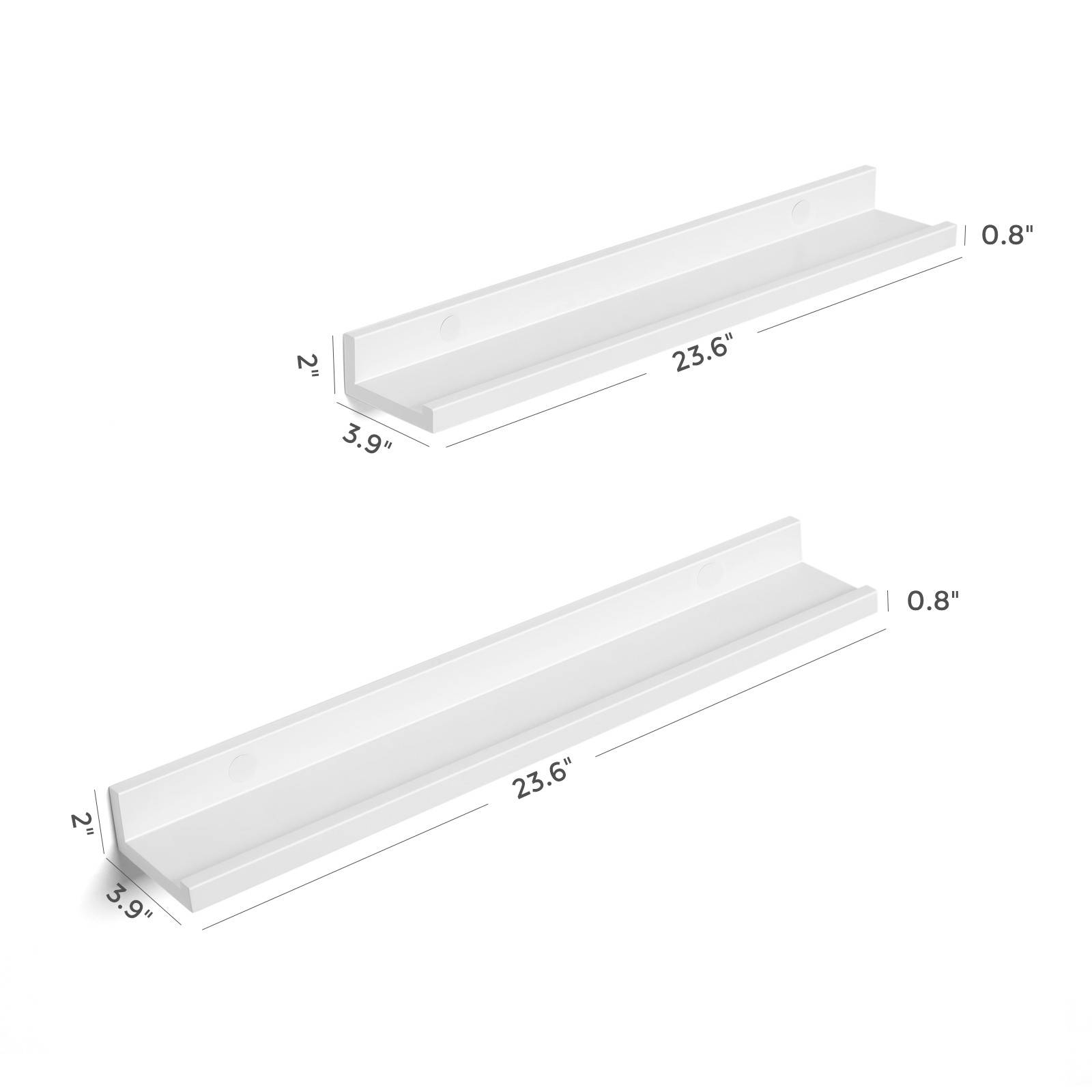 3 darabos lebegő polc szett magasfényű bevonattal, fehér 60x10x5cm