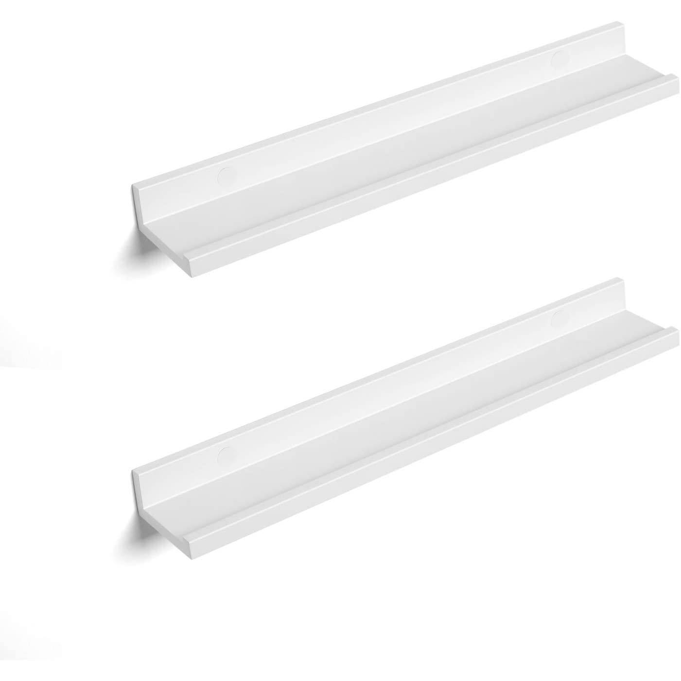 3 darabos lebegő polc szett magasfényű bevonattal, fehér 60x10x5cm