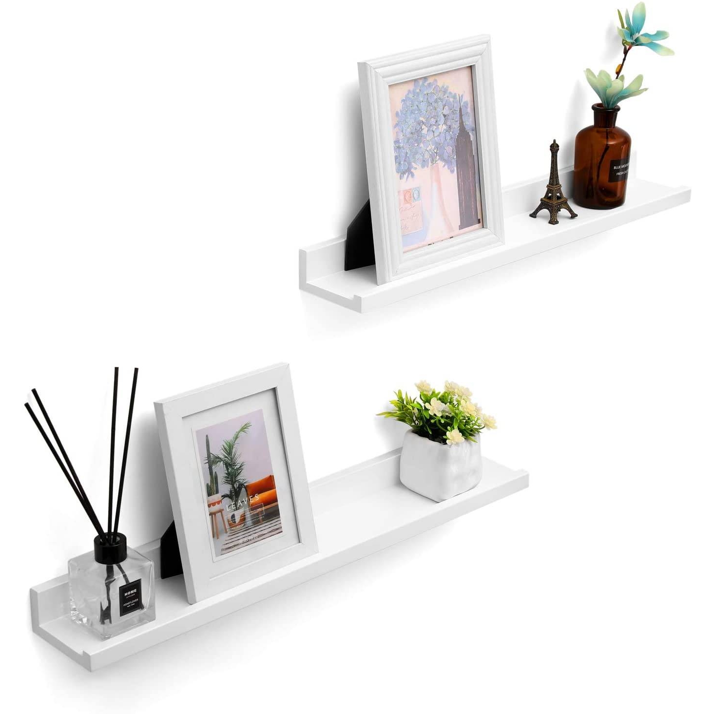 3 darabos lebegő polc szett magasfényű bevonattal, fehér 60x10x5cm