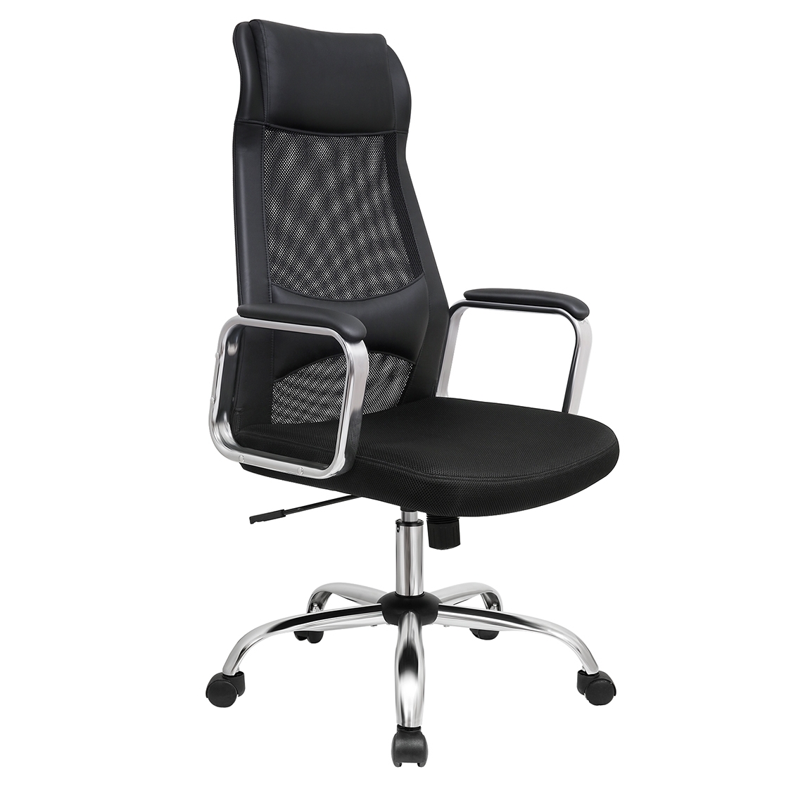 Irodai ergonomikus szék, fej- és deréktámasszal, fekete