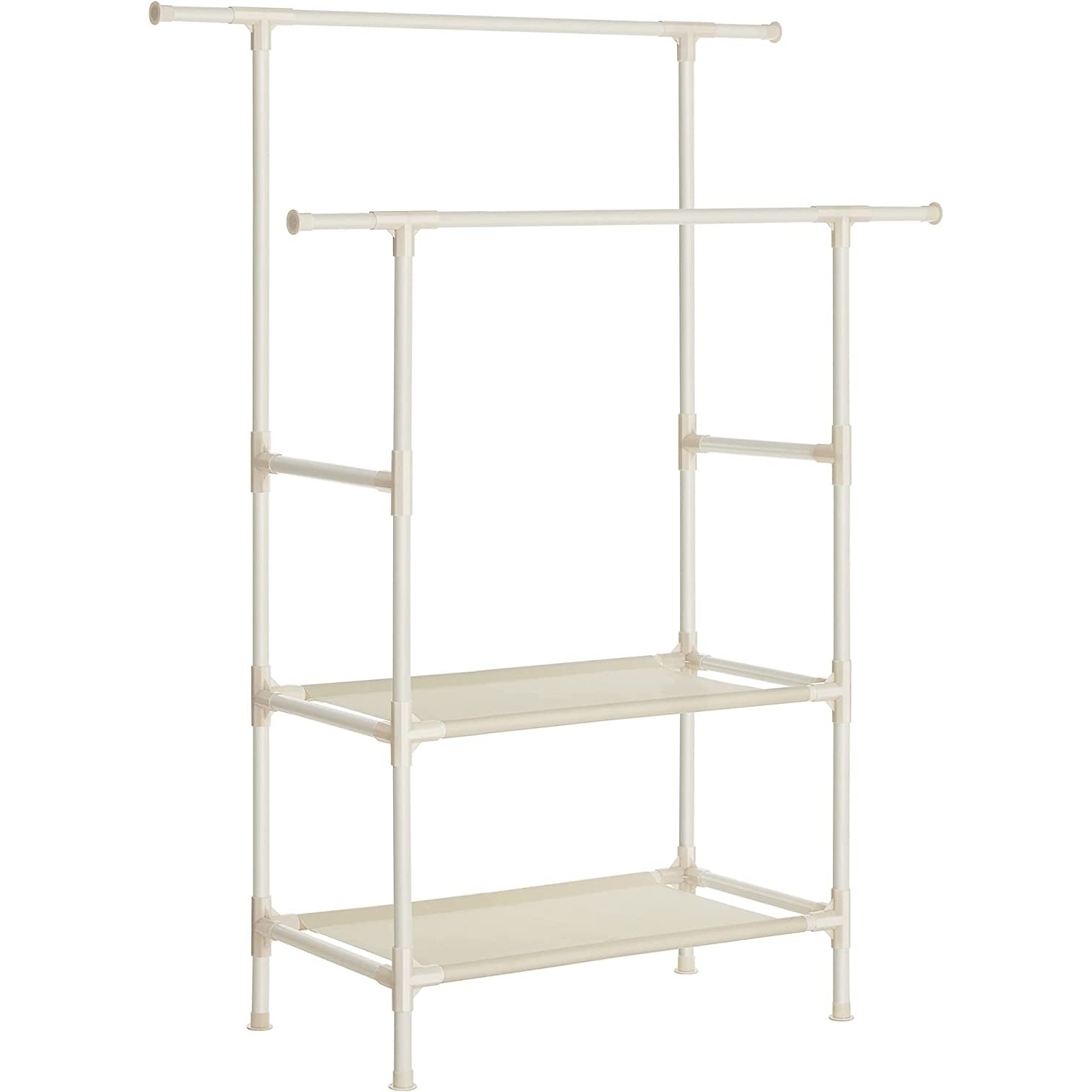 Ruhaállvány két akasztóval és kétpolccal fehér 114x45x114cm